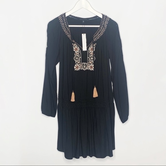 NWT Sanctuary Dress Black Freya Smocked long sleeve bohemian casual  Small - Picture 7 of 16